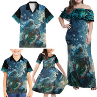 New Zealand Matariki Ururangi Family Matching Off Shoulder Maxi Dress and Hawaiian Shirt The Murmur Of The Wind LT9 - Polynesian Pride