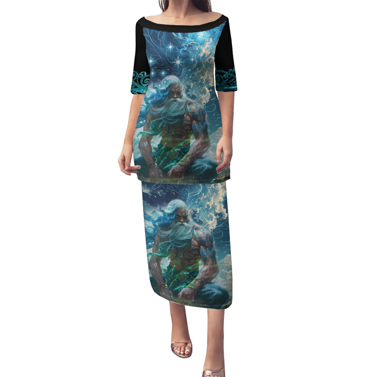 New Zealand Matariki Ururangi Family Matching Puletasi and Hawaiian Shirt The Murmur Of The Wind LT9 Mom's Dress Black - Polynesian Pride