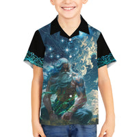 New Zealand Matariki Ururangi Family Matching Short Sleeve Bodycon Dress and Hawaiian Shirt The Murmur Of The Wind LT9 Son's Shirt Black - Polynesian Pride