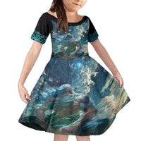 New Zealand Matariki Ururangi Family Matching Tank Maxi Dress and Hawaiian Shirt The Murmur Of The Wind LT9 Daughter's Dress Black - Polynesian Pride