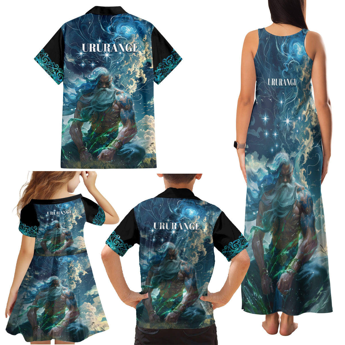 New Zealand Matariki Ururangi Family Matching Tank Maxi Dress and Hawaiian Shirt The Murmur Of The Wind LT9 - Polynesian Pride