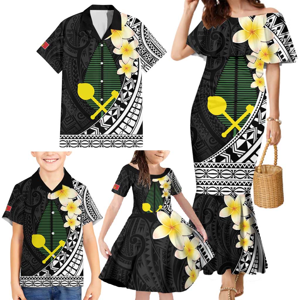 Alo Chiefdom Wallis and Futuna Personalized Family Matching Mermaid Dress and Hawaiian Shirt Frangipani Flowers Polynesian Pattern LT9 - Polynesian Pride