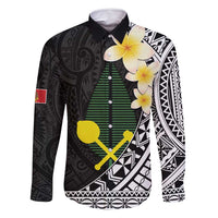 Alo Chiefdom Wallis and Futuna Personalized Family Matching Mermaid Dress and Hawaiian Shirt Frangipani Flowers Polynesian Pattern LT9 Dad's Shirt - Long Sleeve Black - Polynesian Pride