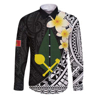 Alo Chiefdom Wallis and Futuna Personalized Family Matching Off The Shoulder Long Sleeve Dress and Hawaiian Shirt Frangipani Flowers Polynesian Pattern LT9 Dad's Shirt - Long Sleeve Black - Polynesian Pride