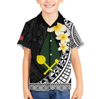 Alo Chiefdom Wallis and Futuna Personalized Family Matching Off The Shoulder Long Sleeve Dress and Hawaiian Shirt Frangipani Flowers Polynesian Pattern LT9 Son's Shirt Black - Polynesian Pride