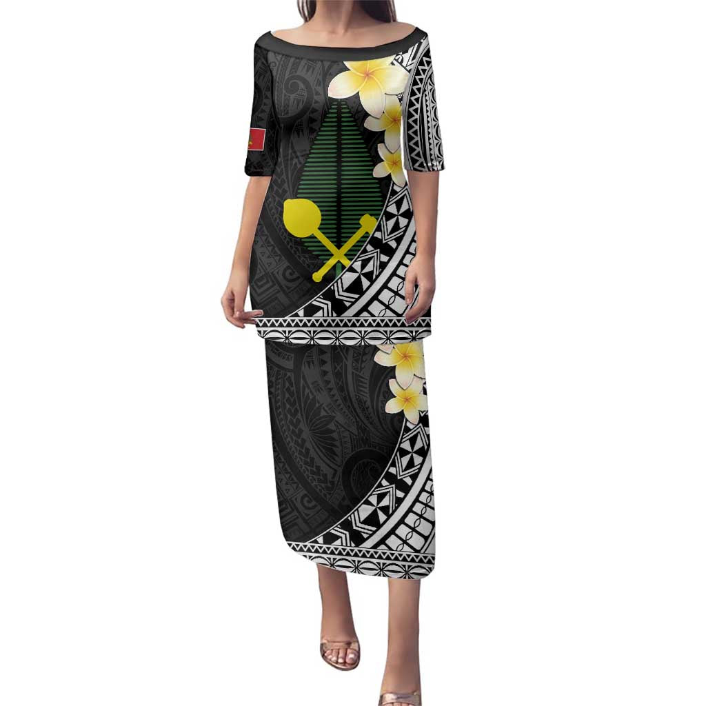 Alo Chiefdom Wallis and Futuna Personalized Family Matching Puletasi and Hawaiian Shirt Frangipani Flowers Polynesian Pattern LT9 Mom's Dress Black - Polynesian Pride
