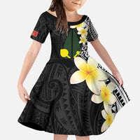 Alo Chiefdom Wallis and Futuna Personalized Family Matching Tank Maxi Dress and Hawaiian Shirt Frangipani Flowers Polynesian Pattern LT9 Daughter's Dress Black - Polynesian Pride