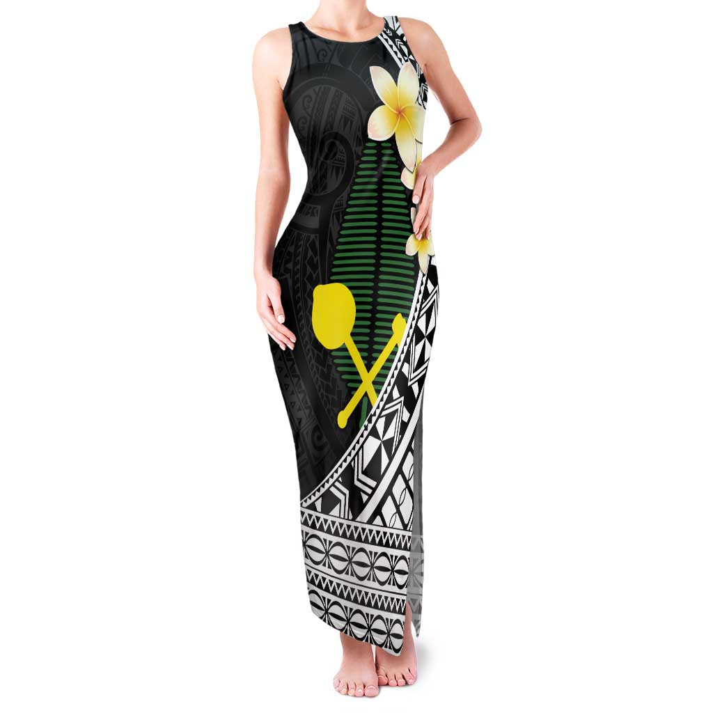 Alo Chiefdom Wallis and Futuna Personalized Family Matching Tank Maxi Dress and Hawaiian Shirt Frangipani Flowers Polynesian Pattern LT9 Mom's Dress Black - Polynesian Pride