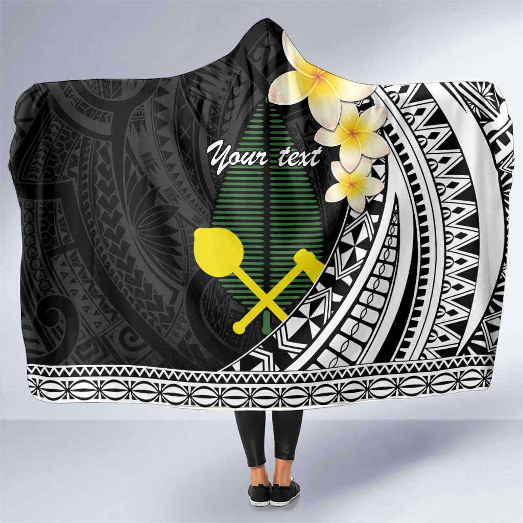 Alo Chiefdom Wallis and Futuna Personalized Hooded Blanket Frangipani Flowers Polynesian Pattern LT9 One Size Black - Polynesian Pride