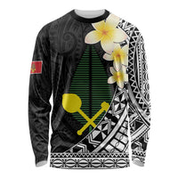 Alo Chiefdom Wallis and Futuna Personalized Long Sleeve Shirt Frangipani Flowers Polynesian Pattern LT9 Unisex Black - Polynesian Pride