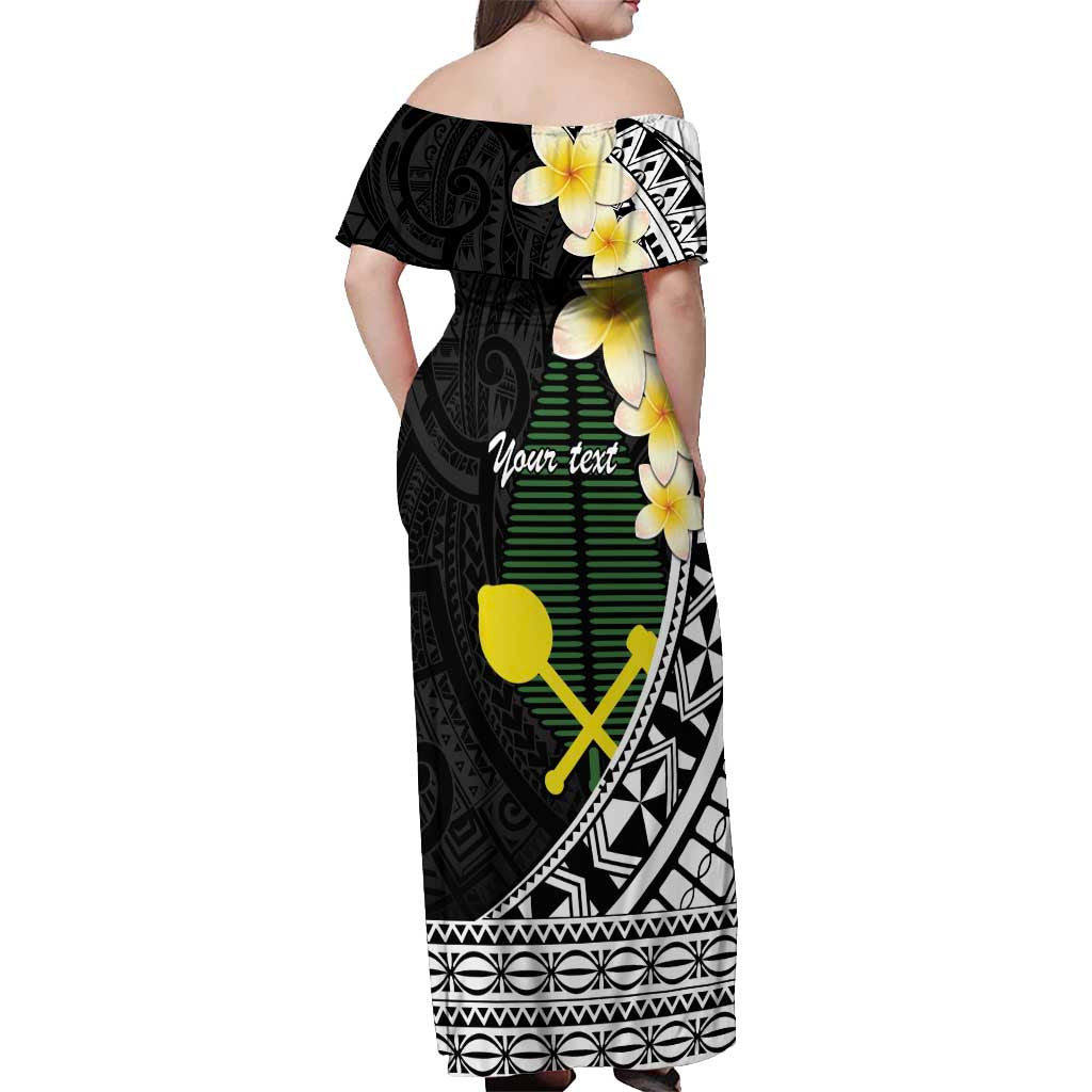Alo Chiefdom Wallis and Futuna Personalized Off Shoulder Maxi Dress Frangipani Flowers Polynesian Pattern