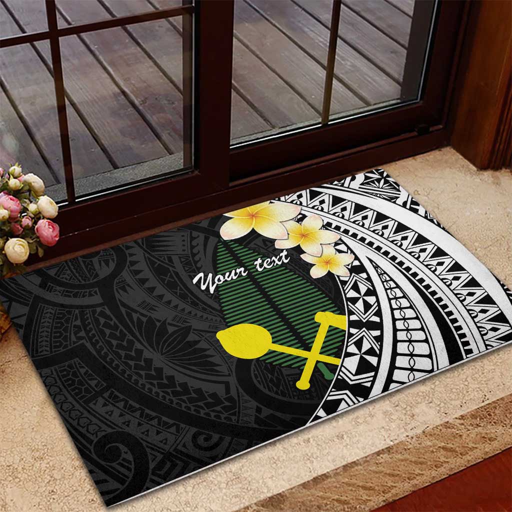 Alo Chiefdom Wallis and Futuna Personalized Rubber Doormat Frangipani Flowers Polynesian Pattern
