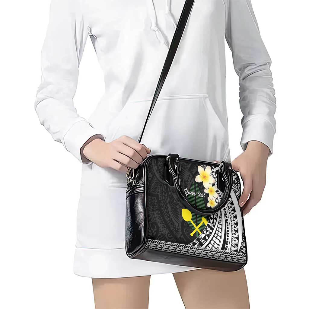 Alo Chiefdom Wallis and Futuna Personalized Shoulder Handbag Frangipani Flowers Polynesian Pattern