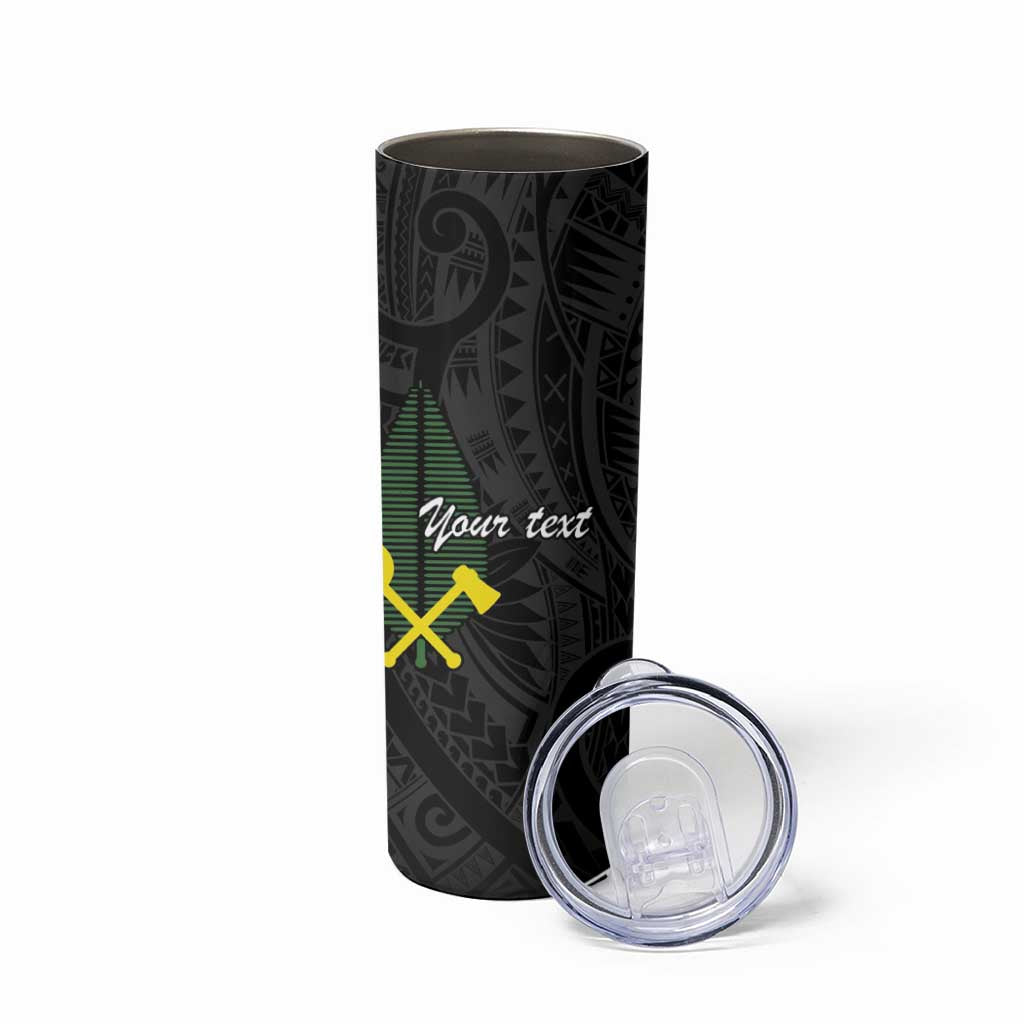 Alo Chiefdom Wallis and Futuna Personalized Skinny Tumbler Frangipani Flowers Polynesian Pattern
