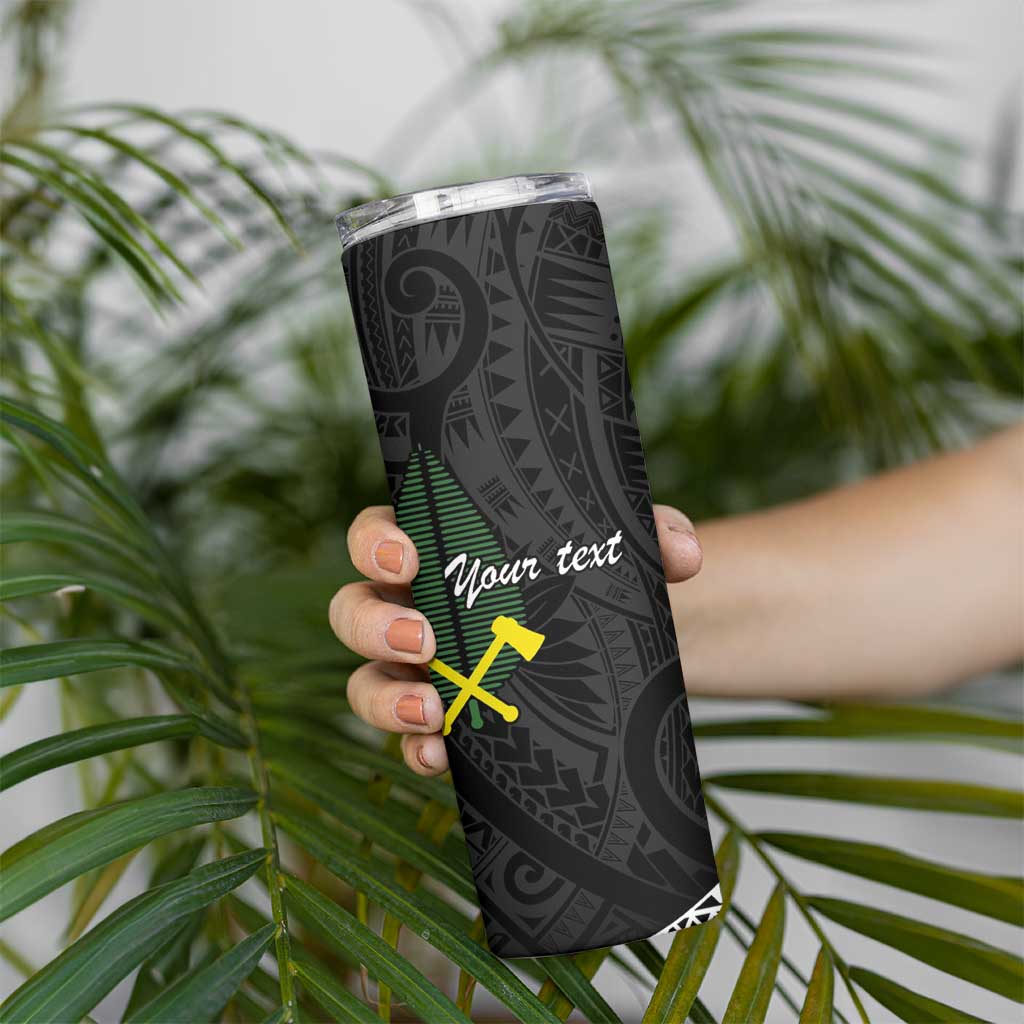 Alo Chiefdom Wallis and Futuna Personalized Skinny Tumbler Frangipani Flowers Polynesian Pattern