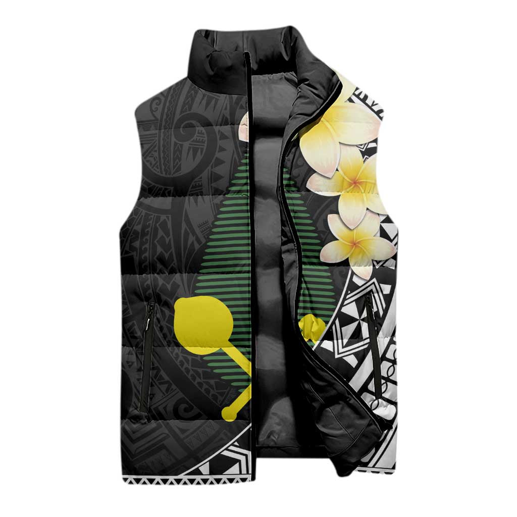 Alo Chiefdom Wallis and Futuna Personalized Sleeveless Puffer Jacket Frangipani Flowers Polynesian Pattern LT9 - Polynesian Pride