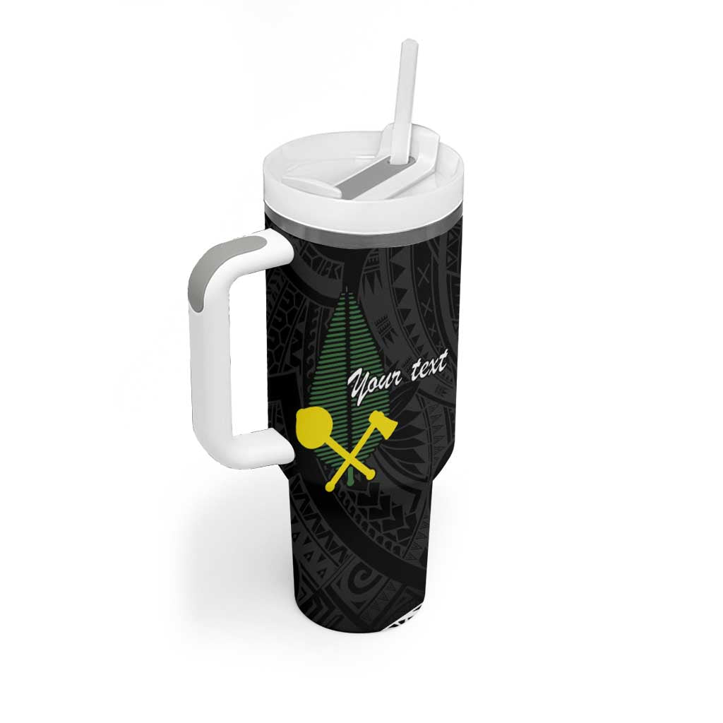 Alo Chiefdom Wallis and Futuna Personalized Tumbler With Handle Frangipani Flowers Polynesian Pattern