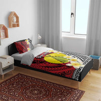 Sigave Chiefdom Wallis and Futuna Personalized Bedding Set Frangipani Flowers Polynesian Pattern