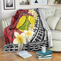 Sigave Chiefdom Wallis and Futuna Personalized Blanket Frangipani Flowers Polynesian Pattern