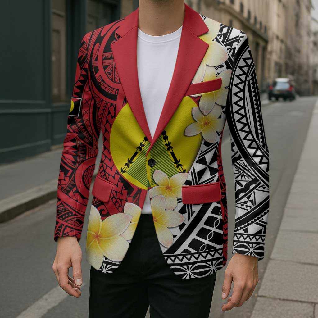 Sigave Chiefdom Wallis and Futuna Personalized Blazer Frangipani Flowers Polynesian Pattern - Polynesian Pride