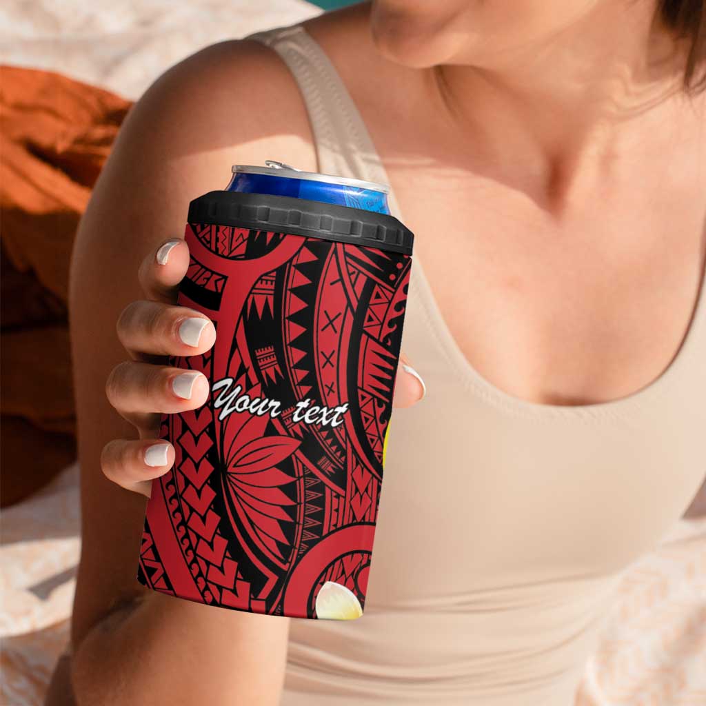 Sigave Chiefdom Wallis and Futuna Personalized 4 in 1 Can Cooler Tumbler Frangipani Flowers Polynesian Pattern