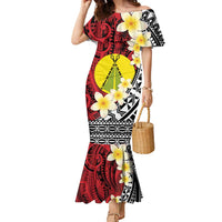 Sigave Chiefdom Wallis and Futuna Personalized Family Matching Mermaid Dress and Hawaiian Shirt Frangipani Flowers Polynesian Pattern LT9 Mom's Dress Red - Polynesian Pride