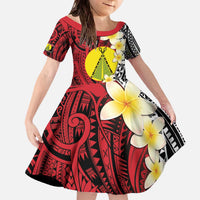 Sigave Chiefdom Wallis and Futuna Personalized Family Matching Off The Shoulder Long Sleeve Dress and Hawaiian Shirt Frangipani Flowers Polynesian Pattern LT9 Daughter's Dress Red - Polynesian Pride