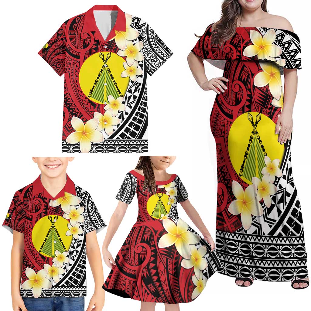Sigave Chiefdom Wallis and Futuna Personalized Family Matching Off Shoulder Maxi Dress and Hawaiian Shirt Frangipani Flowers Polynesian Pattern LT9 - Polynesian Pride