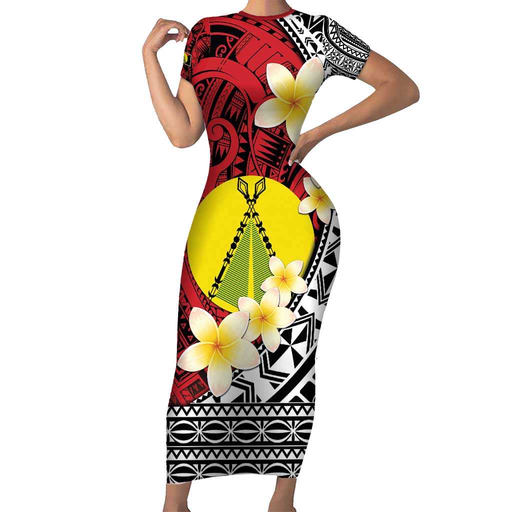 Sigave Chiefdom Wallis and Futuna Personalized Family Matching Short Sleeve Bodycon Dress and Hawaiian Shirt Frangipani Flowers Polynesian Pattern LT9 Mom's Dress Red - Polynesian Pride