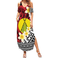 Sigave Chiefdom Wallis and Futuna Personalized Family Matching Summer Maxi Dress and Hawaiian Shirt Frangipani Flowers Polynesian Pattern LT9 Mom's Dress Red - Polynesian Pride