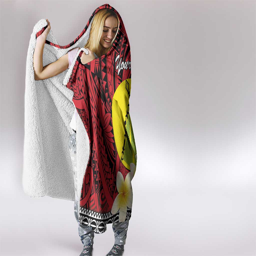 Sigave Chiefdom Wallis and Futuna Personalized Hooded Blanket Frangipani Flowers Polynesian Pattern