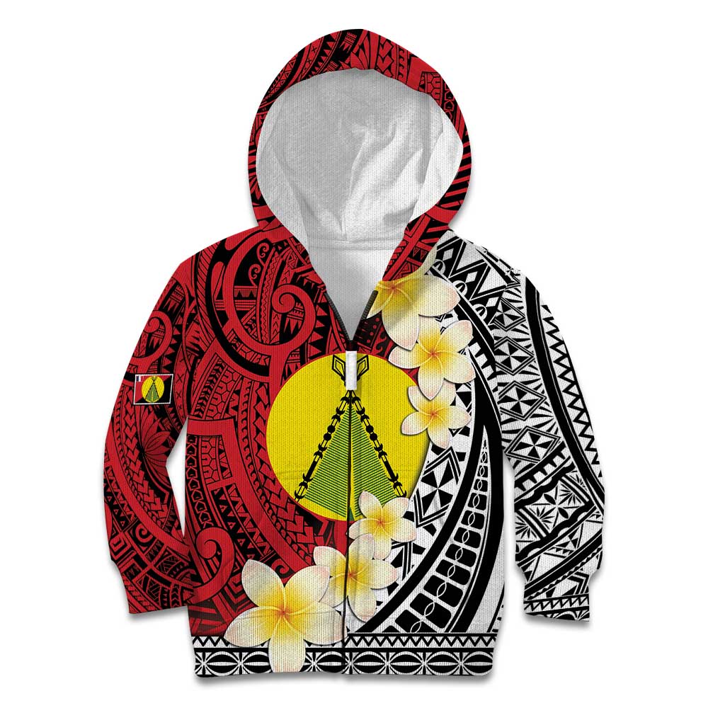 Sigave Chiefdom Wallis and Futuna Personalized Kid Hoodie Frangipani Flowers Polynesian Pattern