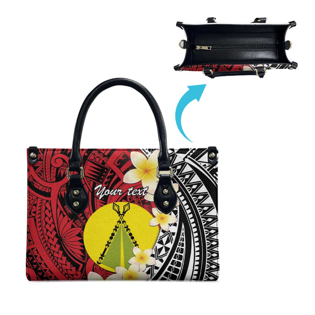 Sigave Chiefdom Wallis and Futuna Personalized Leather Bag Frangipani Flowers Polynesian Pattern - Polynesian Pride