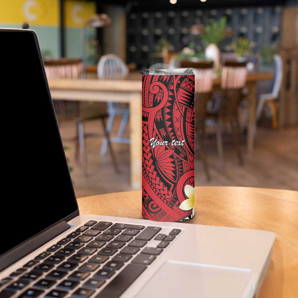 Sigave Chiefdom Wallis and Futuna Personalized Skinny Tumbler Frangipani Flowers Polynesian Pattern