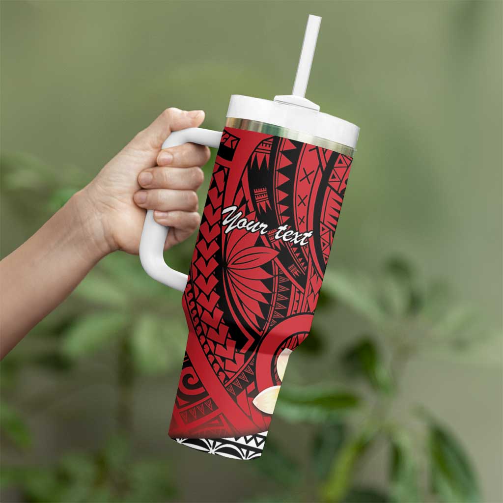 Sigave Chiefdom Wallis and Futuna Personalized Tumbler With Handle Frangipani Flowers Polynesian Pattern