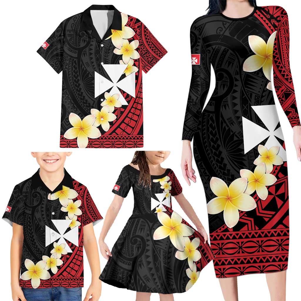 Uvea Chiefdom Wallis and Futuna Personalized Family Matching Long Sleeve Bodycon Dress and Hawaiian Shirt Frangipani Flowers Polynesian Pattern LT9 - Polynesian Pride