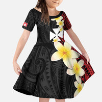 Uvea Chiefdom Wallis and Futuna Personalized Family Matching Mermaid Dress and Hawaiian Shirt Frangipani Flowers Polynesian Pattern LT9 Daughter's Dress Red - Polynesian Pride