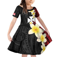 Uvea Chiefdom Wallis and Futuna Personalized Family Matching Off Shoulder Short Dress and Hawaiian Shirt Frangipani Flowers Polynesian Pattern LT9 Daughter's Dress Red - Polynesian Pride