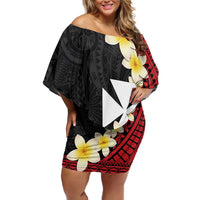 Uvea Chiefdom Wallis and Futuna Personalized Family Matching Off Shoulder Short Dress and Hawaiian Shirt Frangipani Flowers Polynesian Pattern LT9 Mom's Dress Red - Polynesian Pride