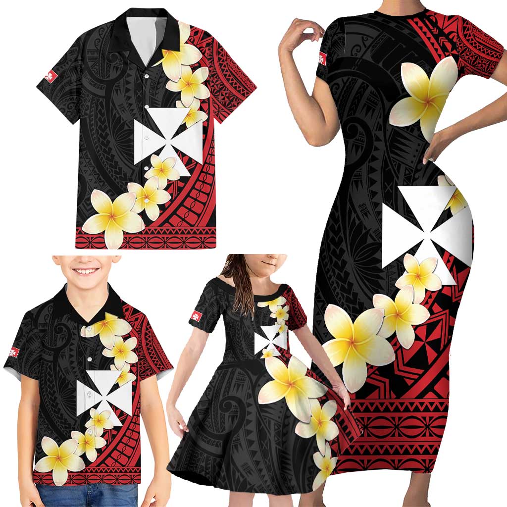 Uvea Chiefdom Wallis and Futuna Personalized Family Matching Short Sleeve Bodycon Dress and Hawaiian Shirt Frangipani Flowers Polynesian Pattern LT9 - Polynesian Pride