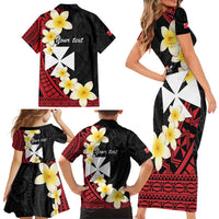 Uvea Chiefdom Wallis and Futuna Personalized Family Matching Short Sleeve Bodycon Dress and Hawaiian Shirt Frangipani Flowers Polynesian Pattern LT9 - Polynesian Pride