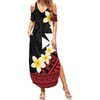 Uvea Chiefdom Wallis and Futuna Personalized Family Matching Summer Maxi Dress and Hawaiian Shirt Frangipani Flowers Polynesian Pattern LT9 Mom's Dress Red - Polynesian Pride