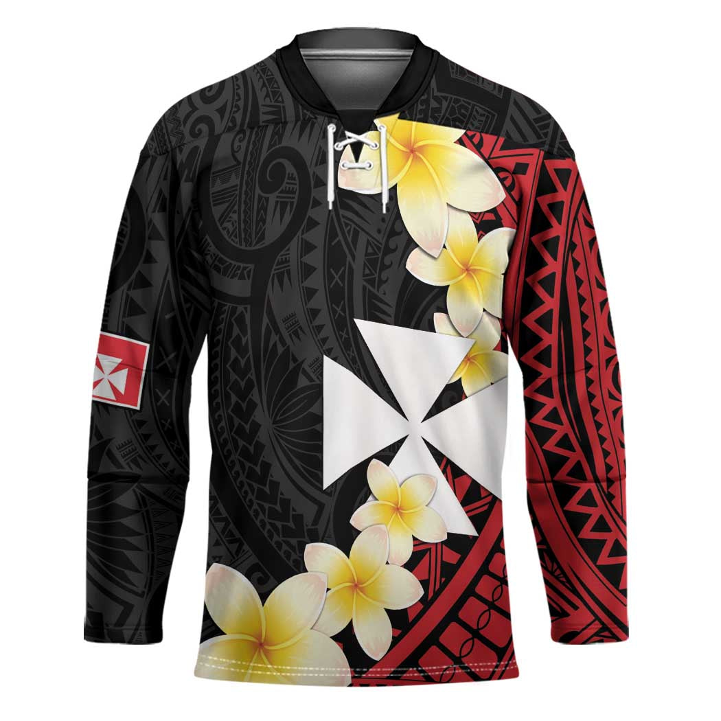 Uvea Chiefdom Wallis and Futuna Personalized Hockey Jersey Frangipani Flowers Polynesian Pattern - Polynesian Pride