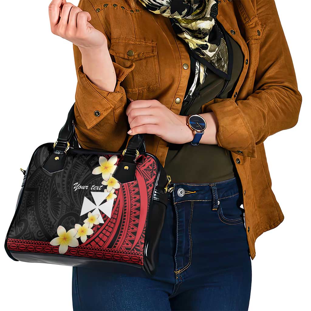 Uvea Chiefdom Wallis and Futuna Personalized Shoulder Handbag Frangipani Flowers Polynesian Pattern