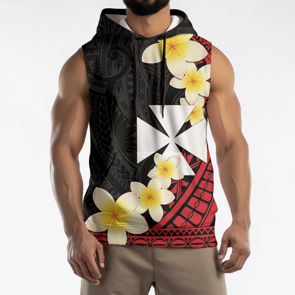 Uvea Chiefdom Wallis and Futuna Personalized Sleeveless Hoodie Frangipani Flowers Polynesian Pattern LT9 - Polynesian Pride