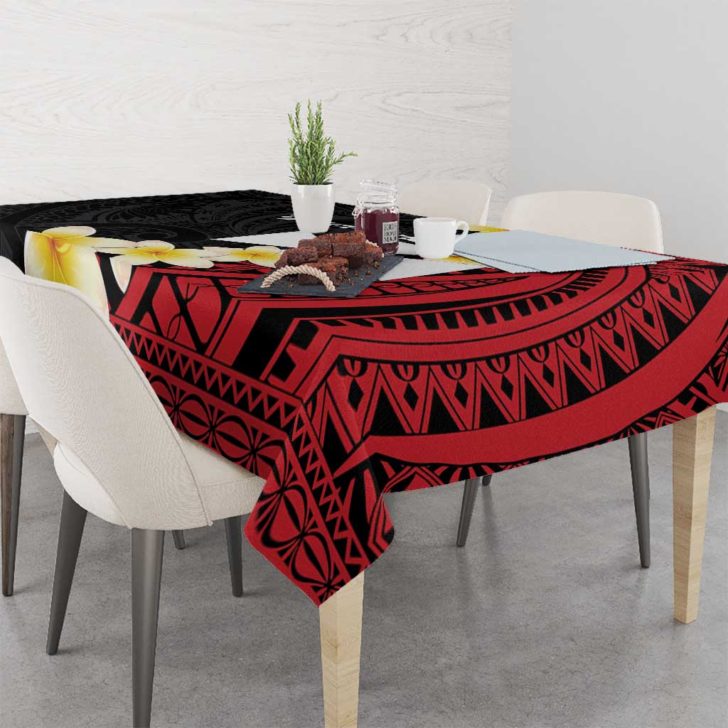 Uvea Chiefdom Wallis and Futuna Personalized Tablecloth Frangipani Flowers Polynesian Pattern