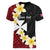Uvea Chiefdom Wallis and Futuna Personalized Women V-Neck T-Shirt Frangipani Flowers Polynesian Pattern