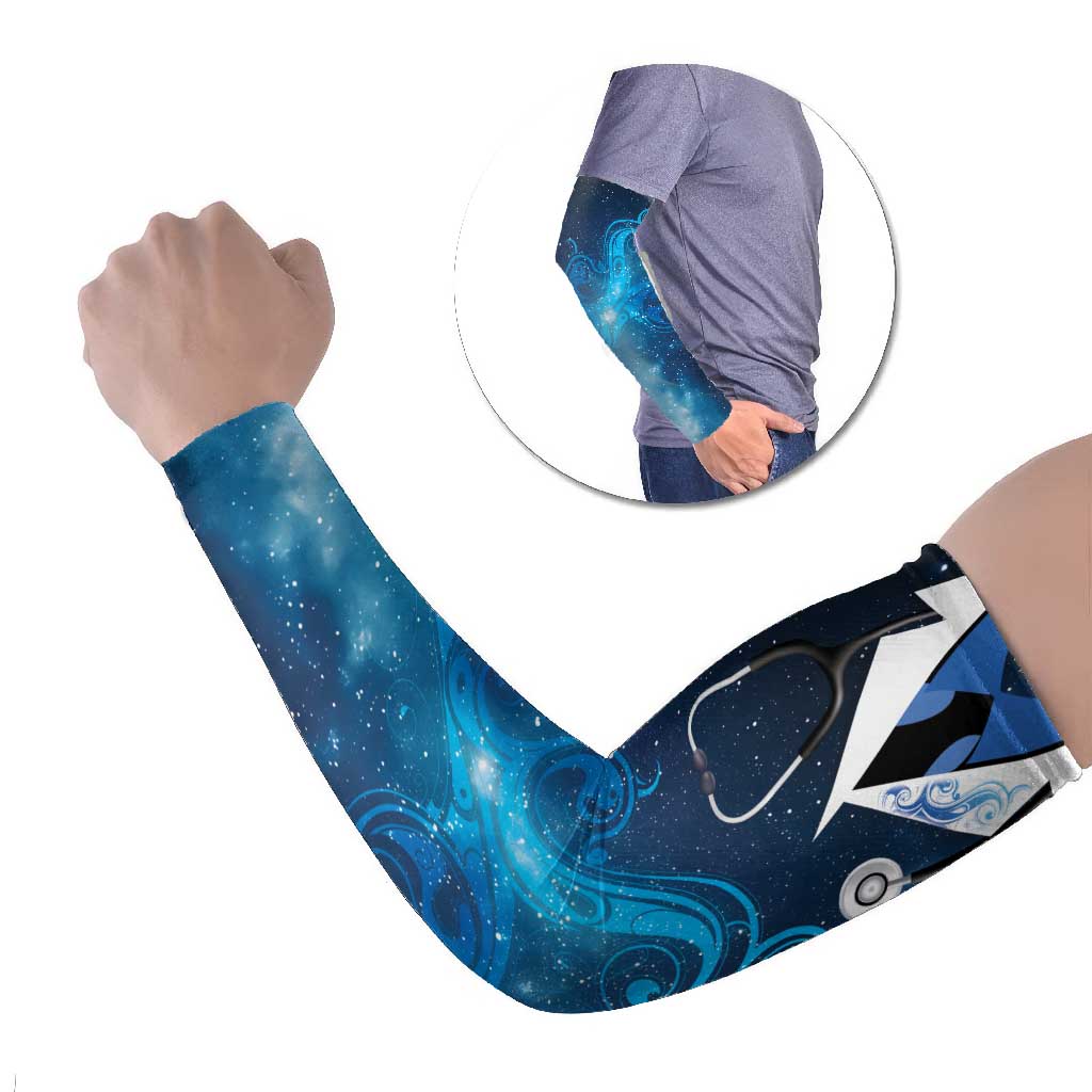 New Zealand Nurses RN Personalised Arm Sleeves Galaxy Stethoscope Maori Motif