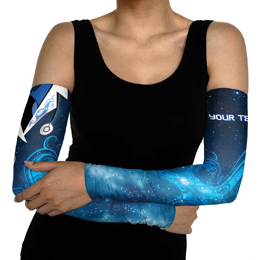 New Zealand Nurses RN Personalised Arm Sleeves Galaxy Stethoscope Maori Motif