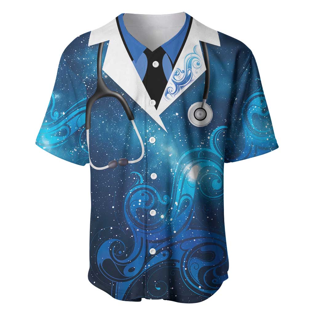 New Zealand Nurses RN Personalised Baseball Jersey Galaxy Stethoscope Maori Motif